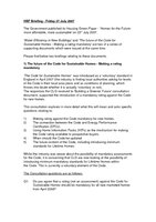 HBF Briefing - Code for Sustainable Homes and Water Efficiency 27 July 2007